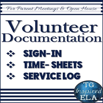 Preview of Volunteer Documentation Pack --Navy : Sign-Up --Time-Sheet --Student Service Log