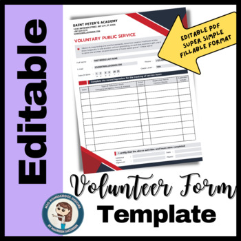 Preview of Volunteer Form Template form fillable PDF - Red White and Blue