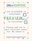 Volunteer PDF Printable| Classroom Forms