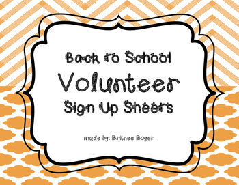 Preview of Volunteer Sign-Up Sheets for Back to School Night