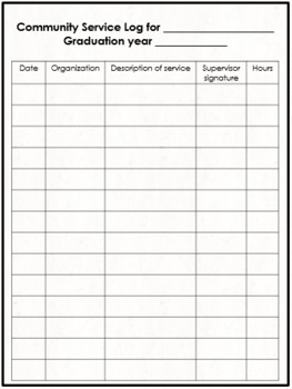 sheet grade 11 Log for School & Work High Extracurricular Volunteer