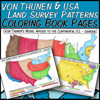 Preview of Von Thunen & Land Survey Pattern Maps **Coloring Book Series**