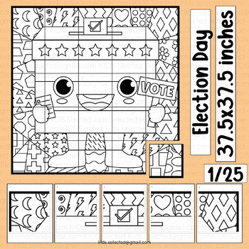 Preview of Vote Coloring Page Election Day Bulletin Board Activities Math Pop Art Poster