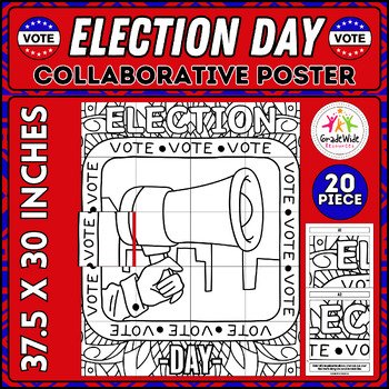 Preview of Vote Election Day Collaborative Coloring Poster | Presidents Day Bulletin Board