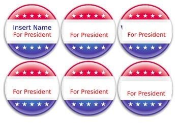 Preview of Vote for Class President Buttons
