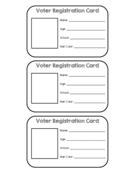 Voter Registration Card by Jennifer Mogler | Teachers Pay Teachers