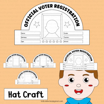 Preview of Voter Registration Cards Election Day Hat Craft Activities Ballot 2022 Voting