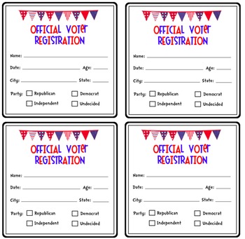 Preview of Voter Registration Cards {For An Election}