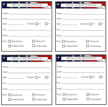 Preview of Voter Registration Cards {Mock Election}