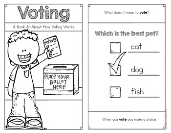 Voting Reader for Election Day Kindergarten & First Grade Social Studies