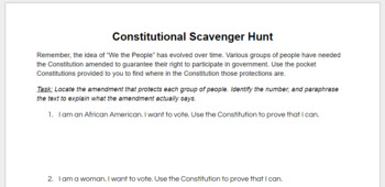 Preview of Voting Rights Amendments; Constitutional Scavenger Hunt