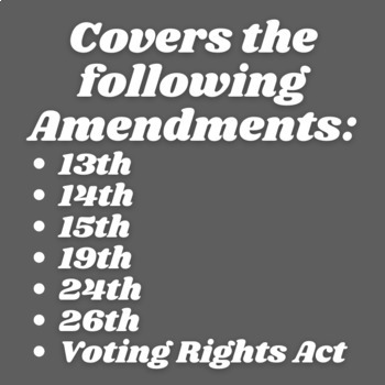 Voting Rights Amendments Reading Comprehension and Activities by Civics ...