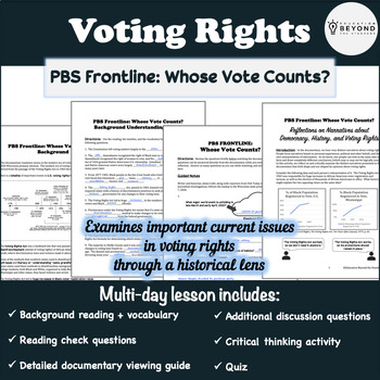 Preview of Voting Rights Lesson, Guided Notes & Activity - PBS Frontline Whose Vote Counts