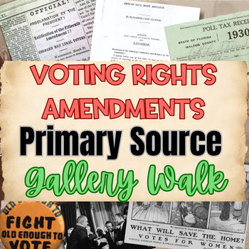 Preview of Voting Rights Primary Source Stations, PPT, and Worksheet