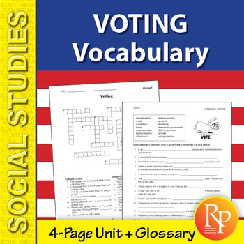 Preview of Voting Vocabulary:  Election - Ballot - Electoral College - Recall - Activities