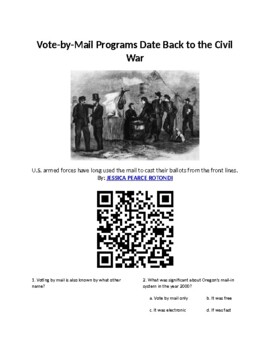 Preview of Voting and Elections: Absentee and Mail-In Voting since the Civil War web quest