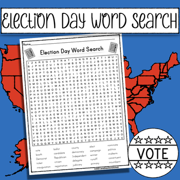 Preview of Voting and Elections Word Search - 25  Spelling Words