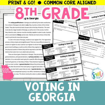 Preview of Voting in Georgia - 8th Grade Social Studies Reading SS8CG1 SS8CG1d