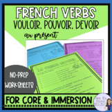 French verbs: vouloir, pouvoir, devoir worksheets & verb c