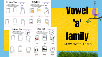 Preview of Vowel 'A' family draw and learn pdf