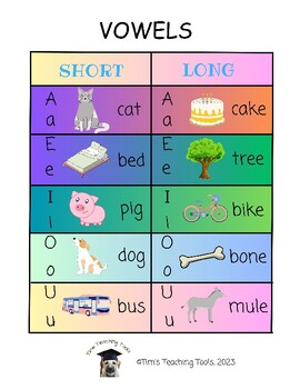 Vowel Chart by Tims Teaching Tools | TPT