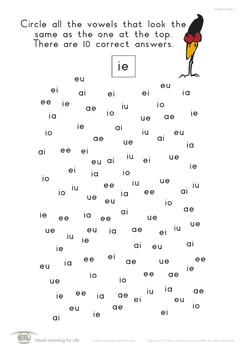 vowel circling visual perception worksheets by visual learning for life