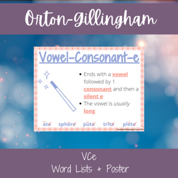 Preview of Vowel-Consonant-E Word Lists and Poster