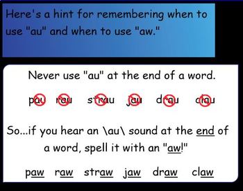 Vowel Digraphs Au & Aw for the SMART Board by Smartboard Kathy | TpT