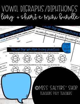 Preview of Vowel Digraphs & Diphthongs: Long and Short e Mini BUNDLE