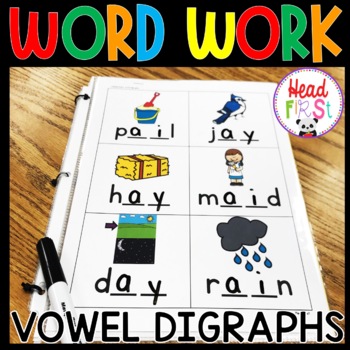 Preview of Vowel Digraphs Word Work Literacy Center for Long Vowels SOR