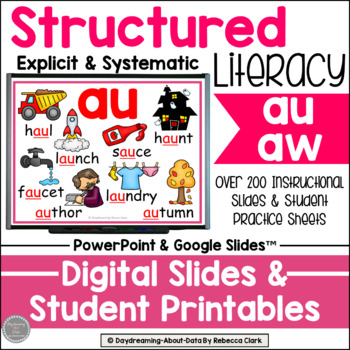 Preview of Vowel Diphthongs AU AW Digital Phonics Lessons | Structured Literacy