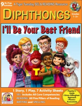 Preview of Diphthongs - 9 No Prep Lessons & Activities - I'll Be Your Best Friend