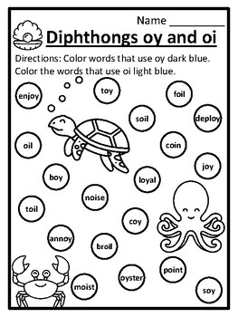 Vowel Diphthongs oi oy Activity oy and oi Worksheet oi and oy Activity