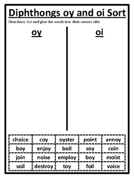 diphthongs oi and oy worksheets teaching resources tpt