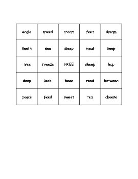Vowel Pairs Bingo ee and ea by Adventures with Miss Anderson | TpT