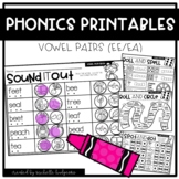 Vowel Pairs EE/EA Phonics Worksheets Printables Word Work