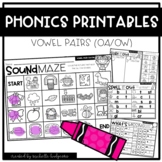 Vowel Pairs OA/OW Phonics Worksheets Printables Word Work