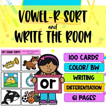 Preview of Vowel-R Picture Sort | R-Controlled Activities | Write the Room | Writing