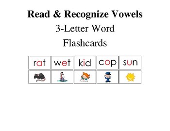 Preview of Vowel Reading Illustrated Flashcards (a, e, i, o, u)