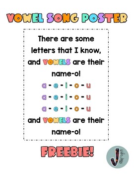 Preview of Vowel Song Poster **FREEBIE**