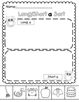 Vowel Sorting Sheets By Owlooknofurther Teachers Pay Teachers