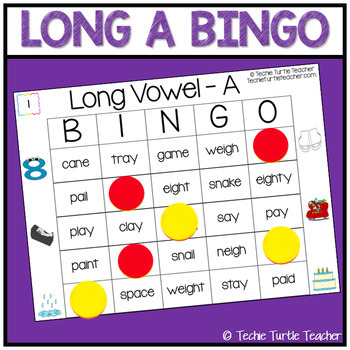 Vowel Sounds Long A Bingo 25 Different Game Cards By Techie Turtle Teacher