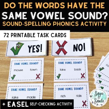 Preview of Vowel Sounds - Phonics Sort | Printable & Easel Self-Checking Activity