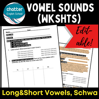 Preview of Short & Long Vowel Sounds | Schwa | Differentiated | ESL | EDITABLE WORKSHEETS