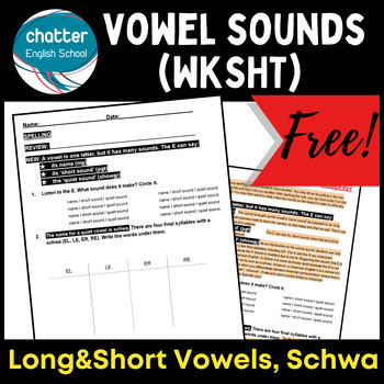 Preview of Short & Long Vowel Sounds | Schwa | Differentiated | ESL | EDITABLE WORKSHEET