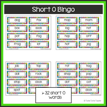 Vowel Sounds (Short O) Bingo - 25 Different Game Cards by Techie Turtle