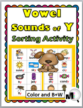 Preview of Vowel Sounds of Y Sorting Activity plus Worksheets & Posters