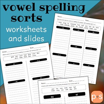 Preview of Vowel Spelling Sort Worksheets and Slides