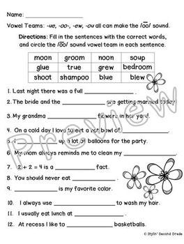 vowel team activities oo ou ew ue by stylin second grade tpt
