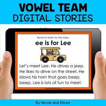 Preview of Vowel Team Digital Phonics Stories for Google Classroom